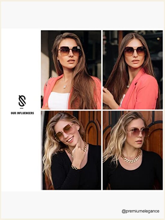 Trendy Square Sunglasses Women Oversized Designer UV Protection Sunnies